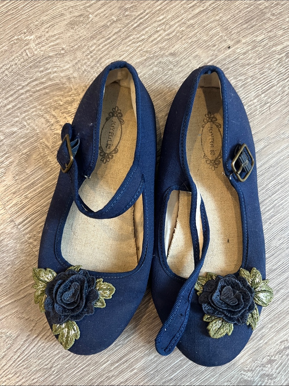 Women’s Navy Floral Ballet Flats with Strap